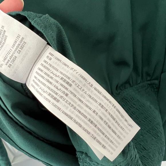Abercrombie & Fitch Front Knot Long Sleeve Blouse | Emerald Green | Size Large - Picture 3 of 5